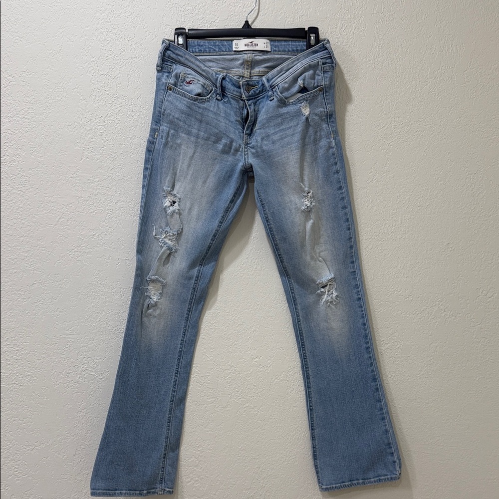Hollister Light Blue Distressed Boot Cut Jeans